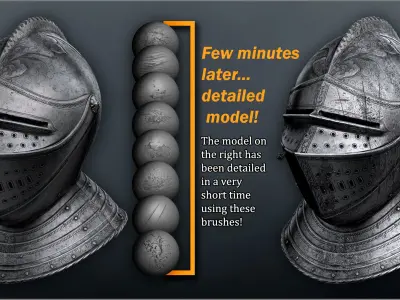 Metal Surface Maker 300 ZBrush Brushes 3D model