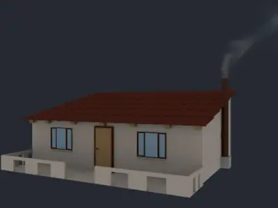 small house with smoke Low-poly 3D model
