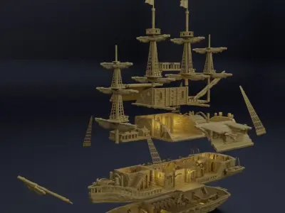 Floating Pirate Tavern  Tabletop Terrain 28 MM 3D print model