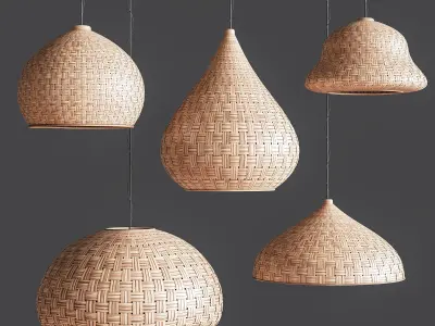 Rattan pendant lights 01 3D model