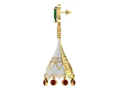 Yellow gold diamond earring-EZ ER-16 3D print model