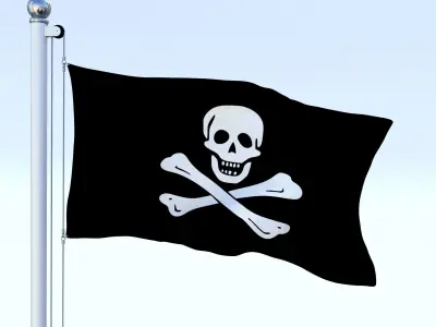 Animated Pirate Flag Low-poly 3D model