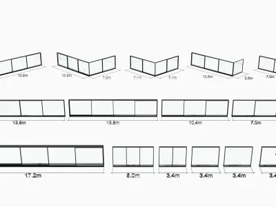 Glazing set with doors and windows 3D model