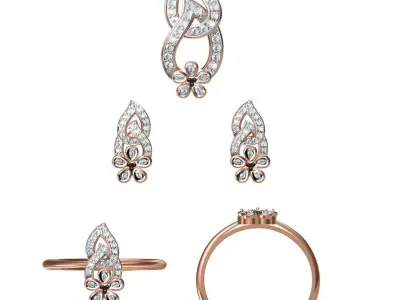 Light wt Ring Earrings Pendant set stl jcd 1-render details  3D print model 10