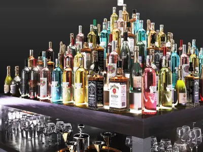 cocktail bar 01 Cafe-Bar Low-poly 3D model