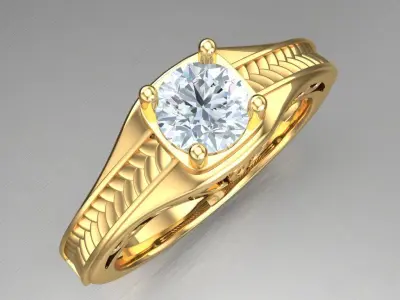 Light Gold Diamond Men Ring 2MR065 3D model