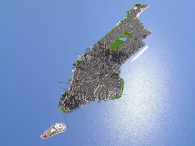 Manhattan Suburb New York City NY September 2021 Low-poly 3D model