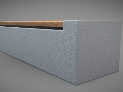Bench -6- Wood on Concrete Block 2 Low-poly 3D model
