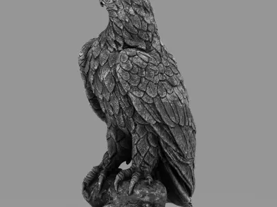 Majestic Eagle Statue  High-Detail PBR Stone Sculpture  Low-poly 3D model