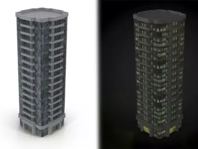 Skyscraper tall building Low-poly 3D model buy