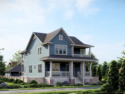 Classic American 2-Storey House 3D model