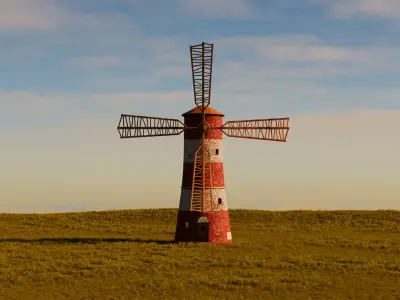Tower mill windmill PBR model low poly game asset Low-poly 3D model