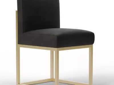 Sculptural Minimalist Haute Dining Chair - Carbon Matte Black Low-poly 3D model