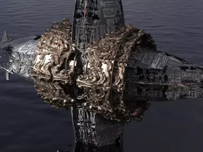 Ocean Cyberpunk Atlantis Deep city ring 4 3D model