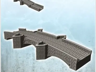 Stone bridge with four triangular pillars 2 - Modern WW2 WW1 Wor 3D print model