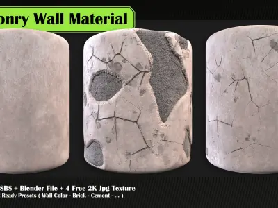 Procedural Masonry Wall PBR Material 3D model