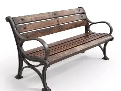 Urban Street Bench 3D Model Low-poly 3D model