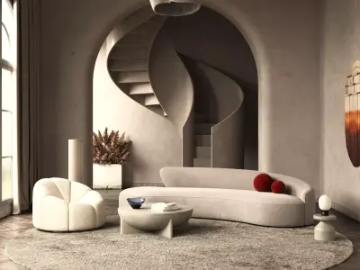 Living room interior scene 3D model 2
