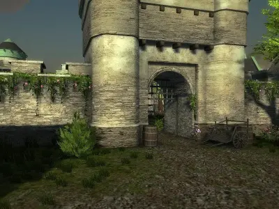 Medieval Castle Village Low-poly 3D model