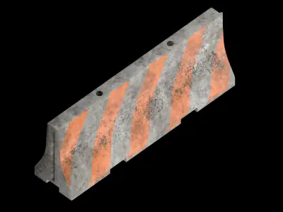 Concrete road barricade Low-poly 3D model