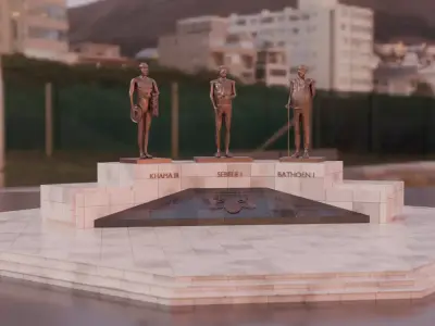 Three chiefs statues Low-poly 3D model