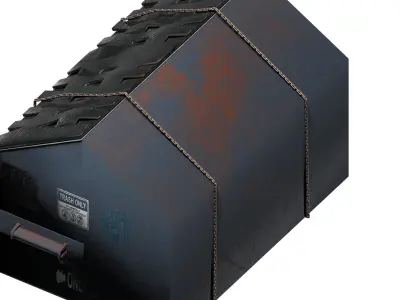 Blue outdoor street garbage container with chains Low-poly 3D model