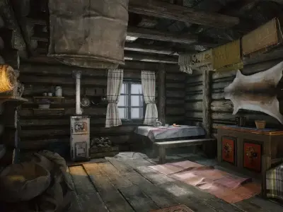 Log Cabin Low-poly 3D model