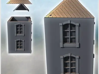 Modern slate-roofed building with annex and upper floor 20 - Mod 3D print model