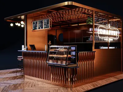 Coffeshop Booth Blender - Fbx - Obj Low-poly 3D model