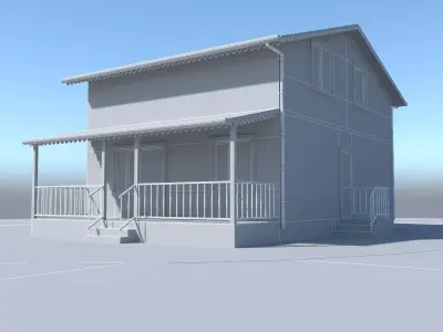Little 2 floor  home Low-poly 3D model