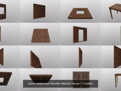Game ready base Wooden Modular House 3D Model Pack