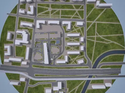 Urban Area 07 Low-poly 3D model