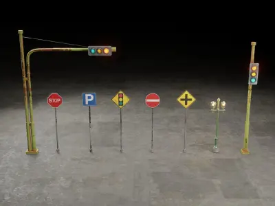 URBAN STREET KIT MODULAR ASSET Low-poly 3D model