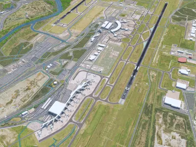 Brisbane Airport 10km Low-poly 3D model