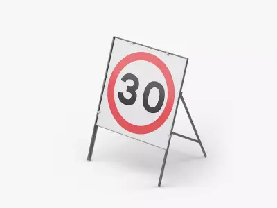 Speed Limit 30 Miles Square Road Sign Low-poly 3D model
