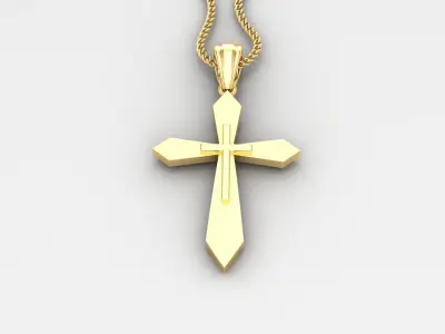 Light Gold 18K Cross Pendant 2CP029 3D print model