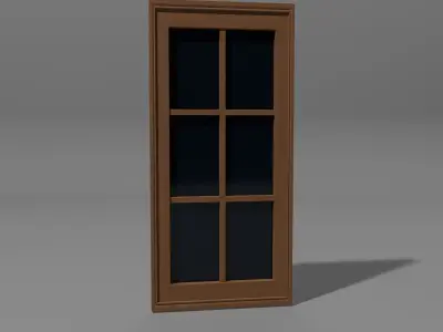 Single-Door Wooden  realistic window model Free 3D model