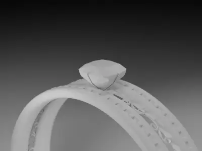 Realistic Ring With Gems 3D model