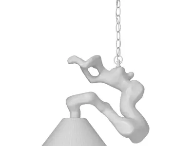 Rustic Style Pendant Ceiling Light Made  Natural Wood Sculptural 3D model