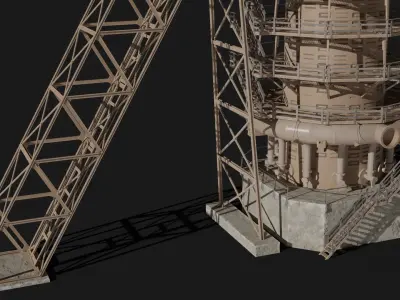 Blast Furnace Low-poly 3D model