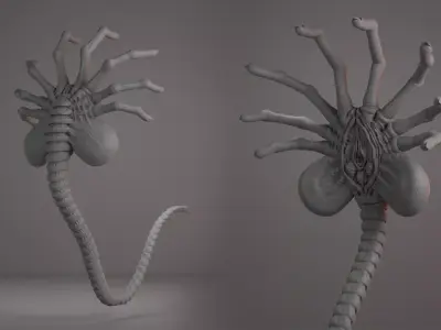 Facehugger 3D Model  Alien Creature STL OBJ   3D print model