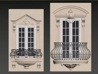 European-style window casing 3D model