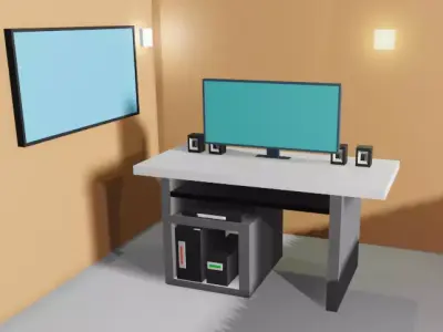 computer table Low-poly 3D model