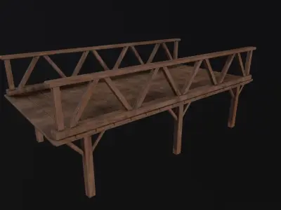 Medieval Wooden Bridge Low-poly 3D model