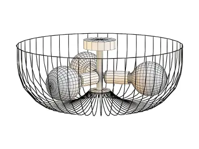lussole wire basket ceiling light - gold 3D model