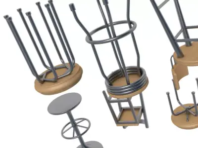 Bar chair collection 3D model