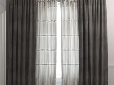 Curtain Set 9 curtains 3D model