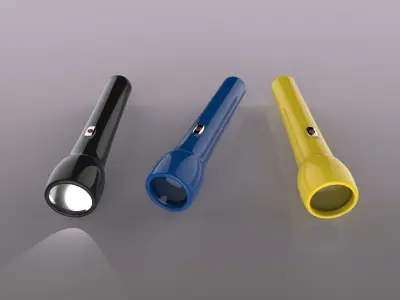 Flashlight three different colored flashlights Low-poly 3D model