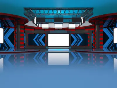 Virtual Set television studio with lights 3D model