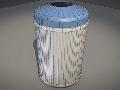 Blue and white plastic city trash can - Low-Poly Version Low-poly 3D model